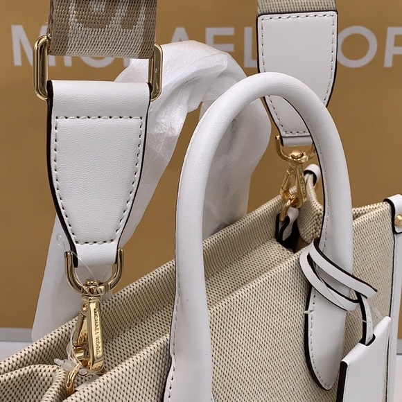Michael Kors Mirella Small Shopper Top Zip Crossbody Bag Optic White MK NWT - Picture 15 of 16
